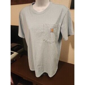 Carhartt Women's M Light Blue T-Shirt Logo Crewneck Workwear Casual Top